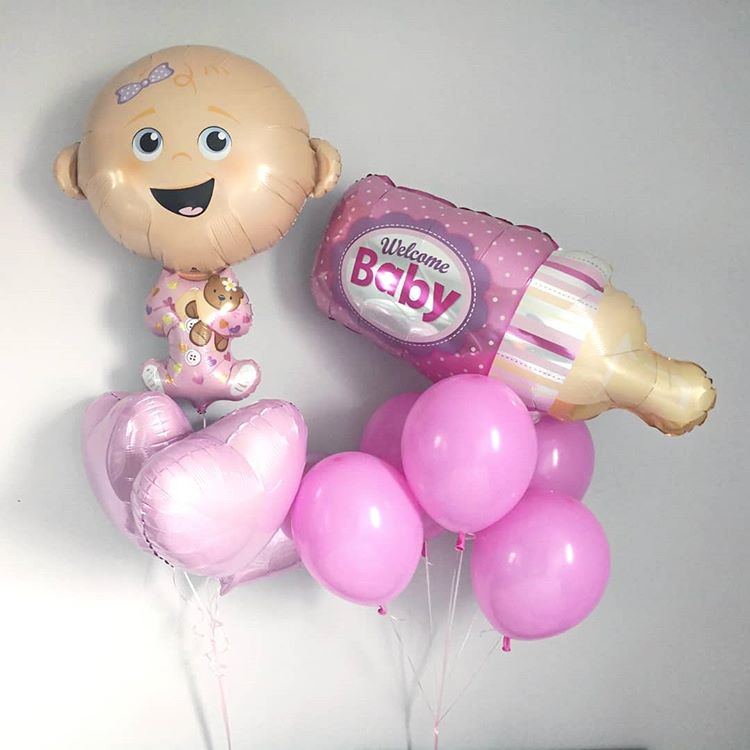 Balon dziewczynka z helem, na powitanie chłopca