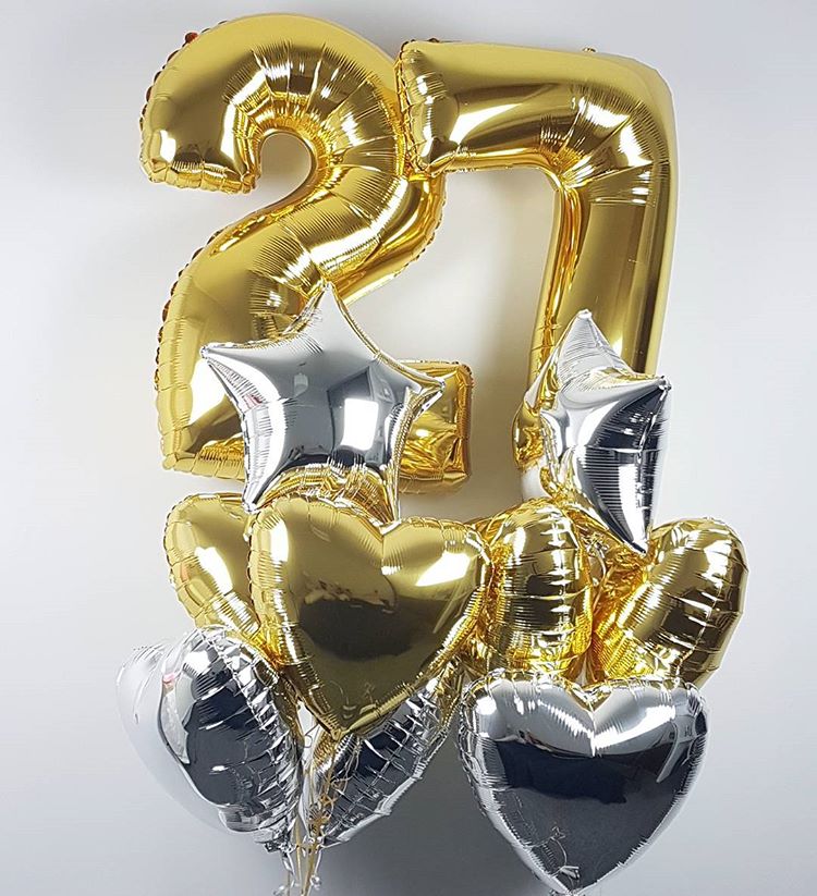 Złoto srebrny bukiet balonów na imprezę urodzinową