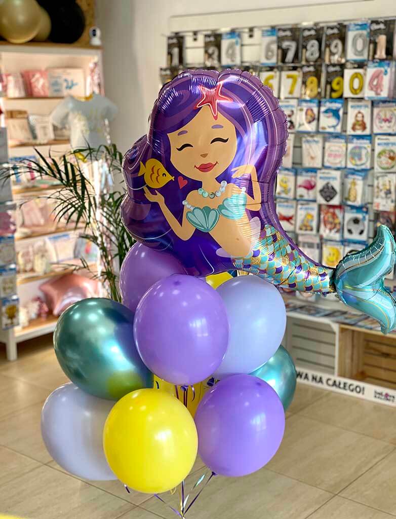 Balon z helem SYRENKA i kolorowe balony