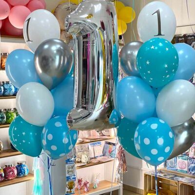 Bukiet balonów z helem na pierwsze urodziny
