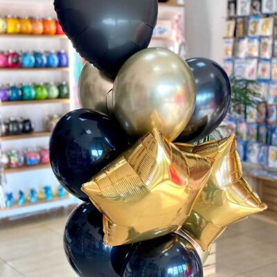Czarno złoty bukiety balonów z helem