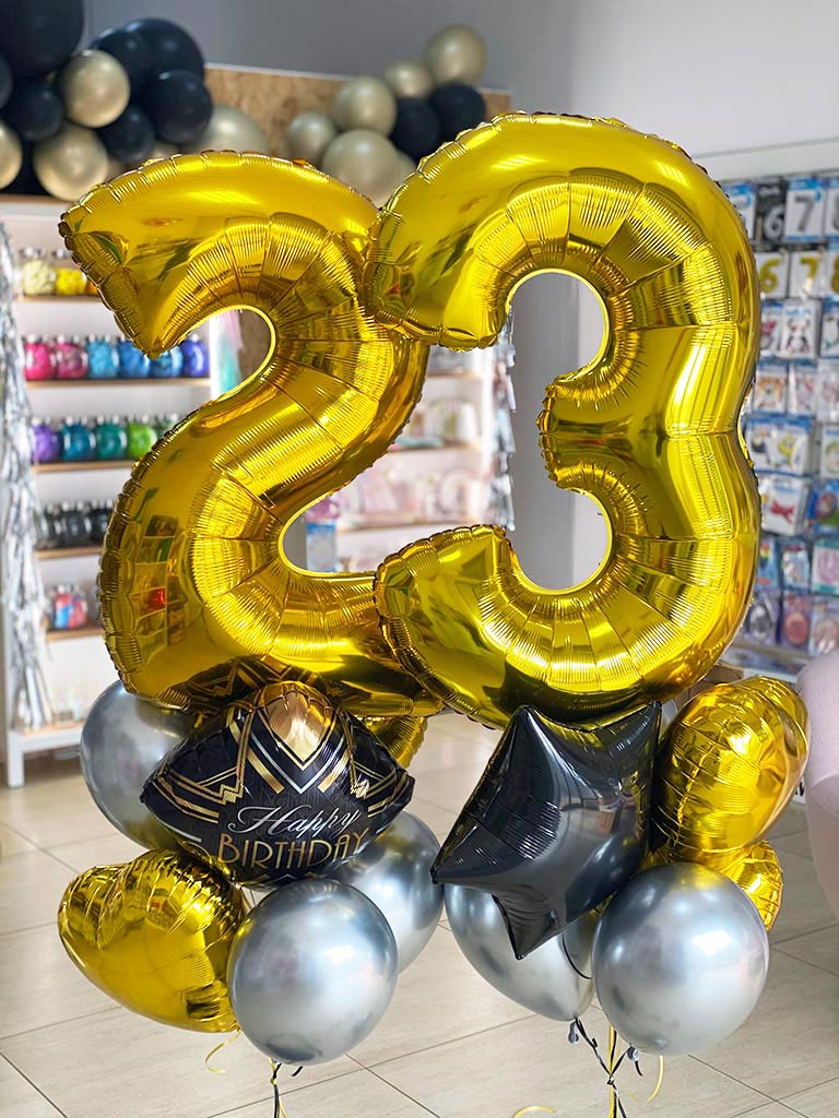 Bukiet balonów z helem na urodziny - CYFRY i balony foliowe