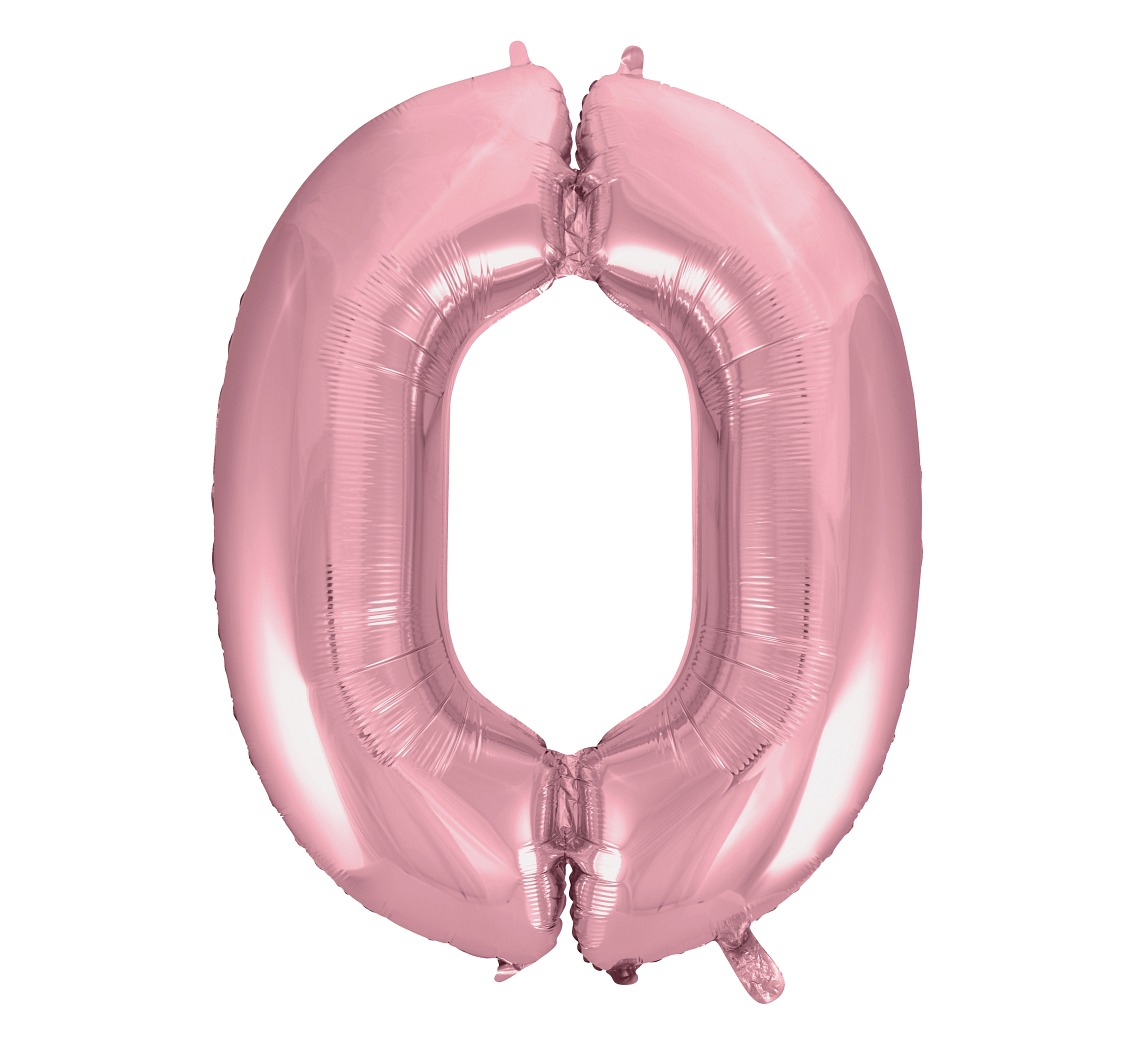 Balon foliowy cyfra 0 z helem, różowa, 95cm