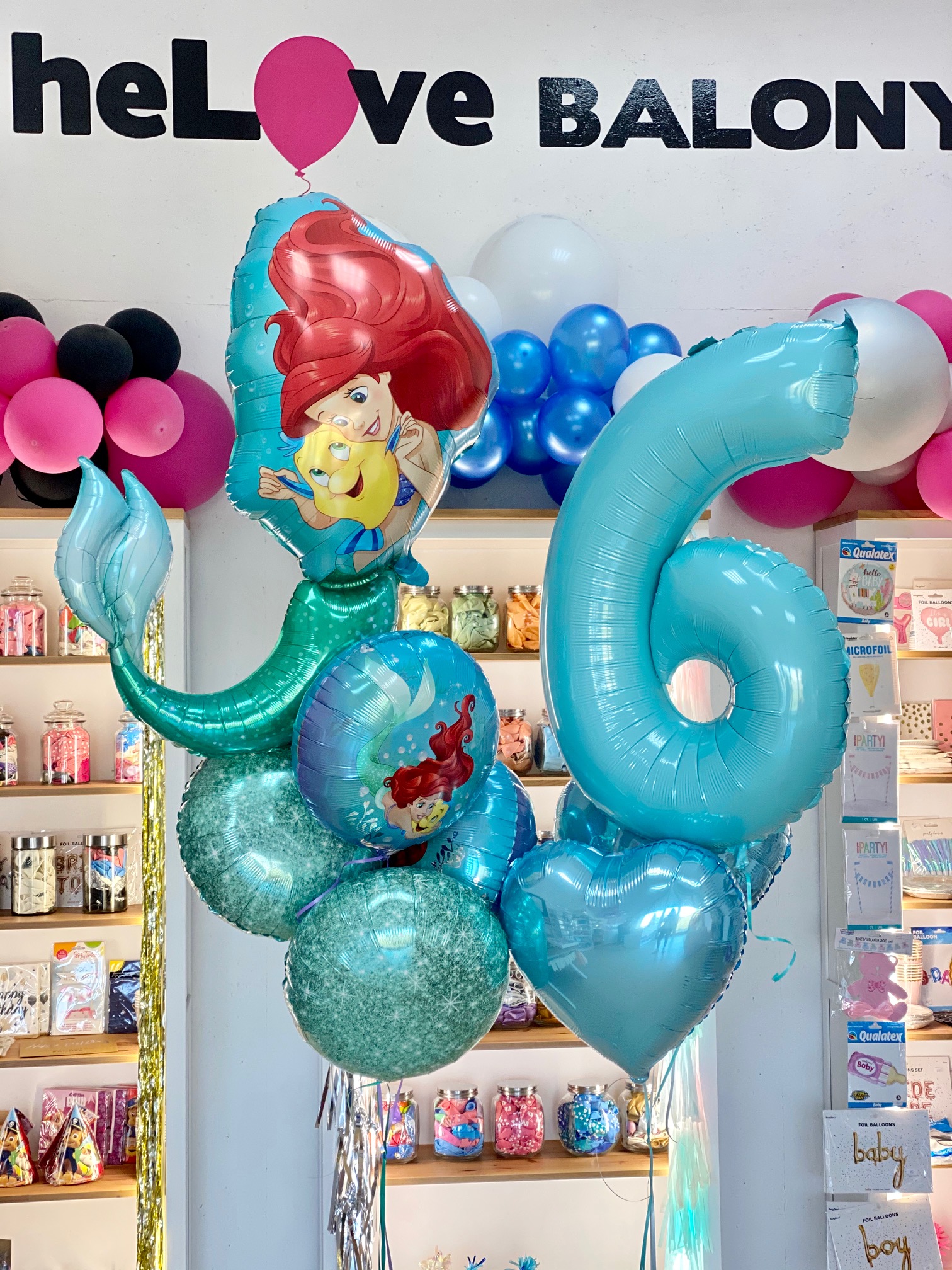 Balony z helem na urodziny SYRENKA ARIELKA