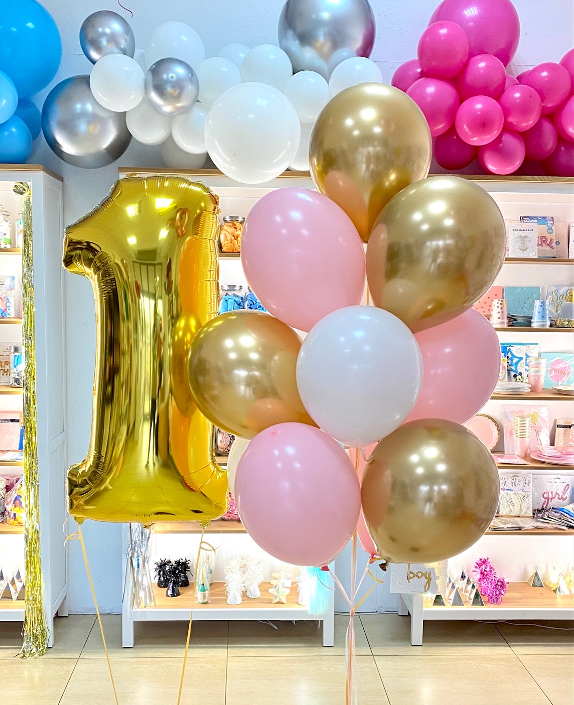 Balony z helem na roczek dla dziewczynki
