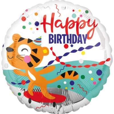 Balon foliowy z tygrysem Happy Birthday z helem 43cm, ANAGRAM