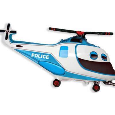 Balon foliowy policyjny helikopter z helem 96 cm, FLEXMETAL