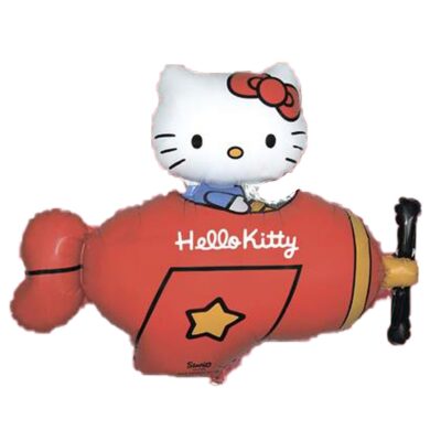 Balon foliowy Hello Kitty w samolocie z helem 45 cm, FLEXMETAL