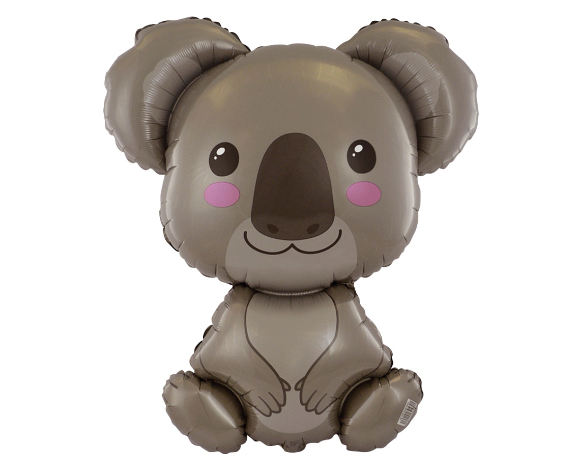 Balon foliowy szara koala z helem 85 cm, FLEXMETAL