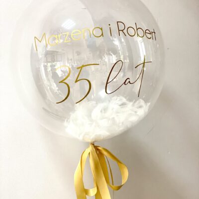 Balon foliowy personalizowany z piórkami na rocznicę