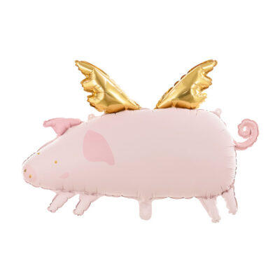 Balon foliowy skrzydlata świnka z helem 70 cm, PartyDeco