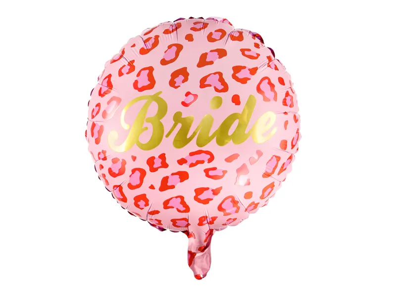 Balon foliowy okrągły, różowy "Bride" z helem 43 cm, PartyDeco