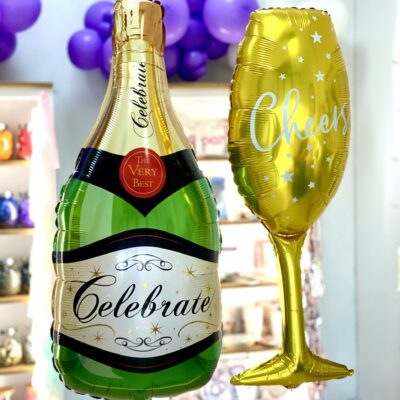 Balony Celebrate szampan i kieliszek