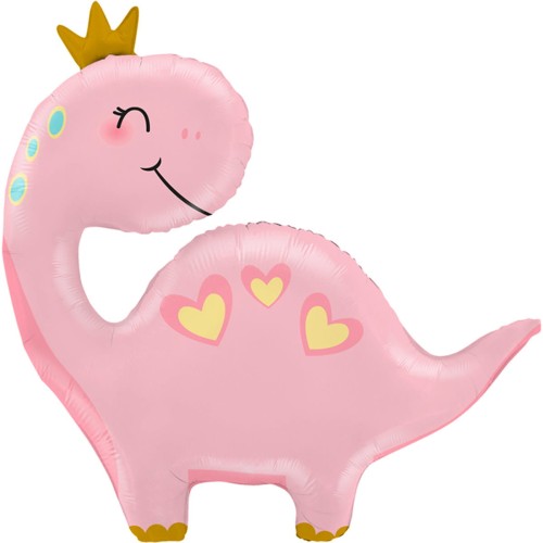 Balon dinozaur pink dino z koroną