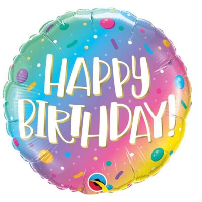 Balon foliowy Happy Birthday 18 cali Ombre Dots & Sprinkles