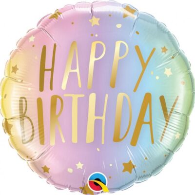 Balon foliowy Happy Birthday pastelowe ombre