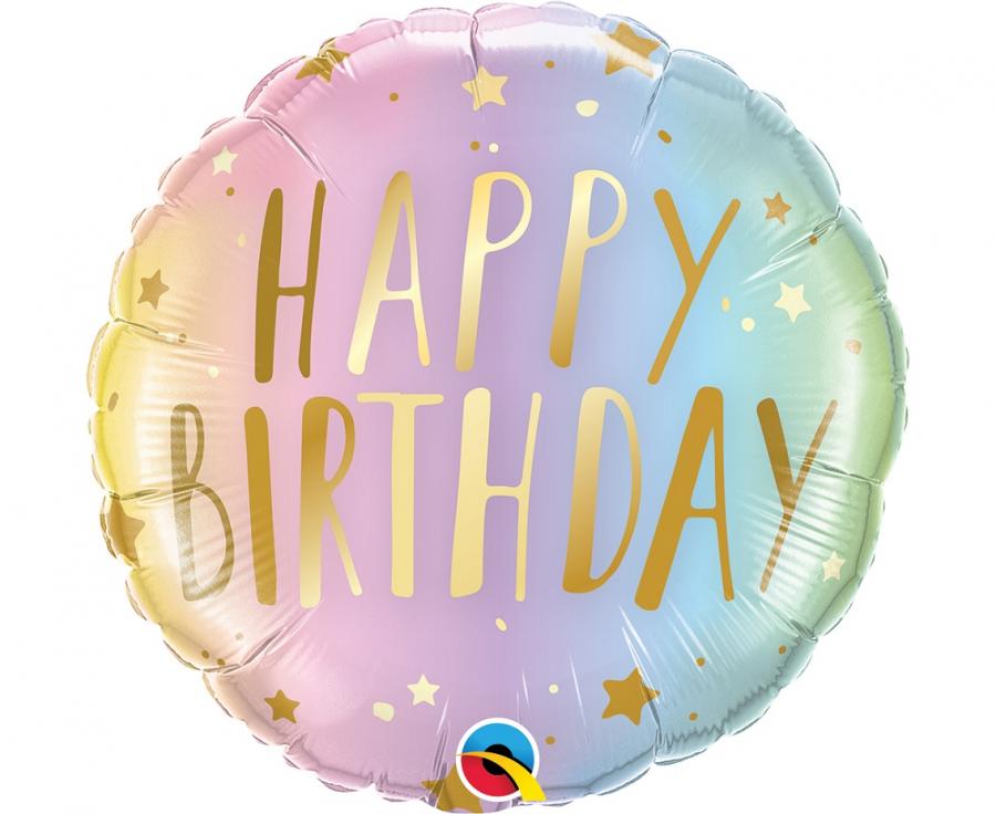 Balon foliowy Happy Birthday pastelowe ombre