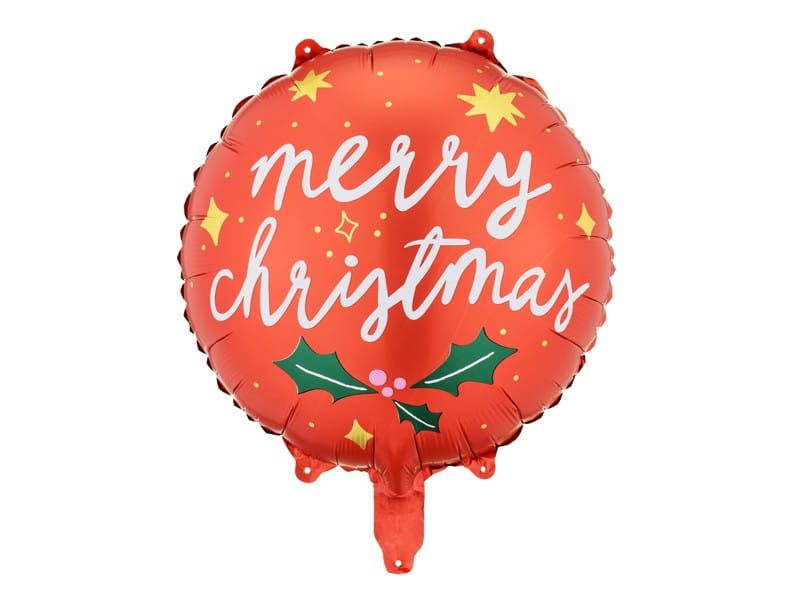 Świąteczny balon foliowy okrągły Merry Christmas 45cm PartDeco